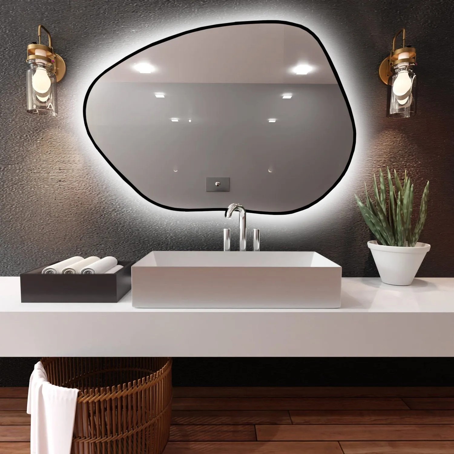 Lustro LED TBorder Białe Neutralne 90x64 cm