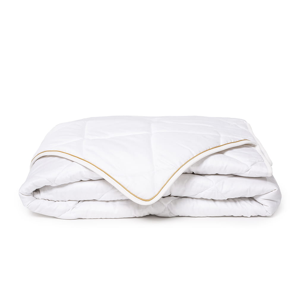 kołdra wełniana 200x200 premium, poszycie z adamaszku, złota biza