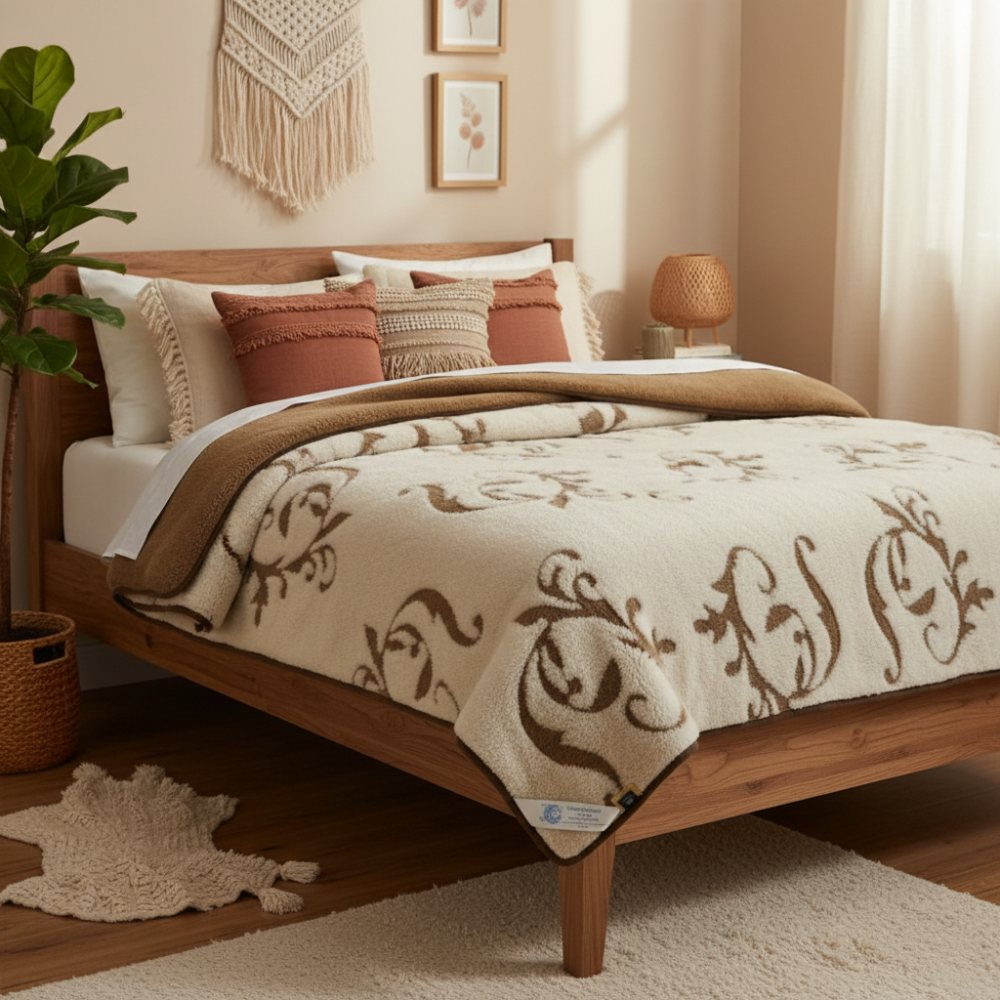 kołdra wełniana camel ciemny jasny libero 160x200