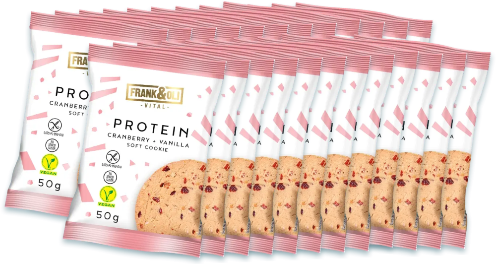24x Miękkie ciasteczko Frank&Oli Protein Cranberry Vanilla, żurawina&wanilia, 50g