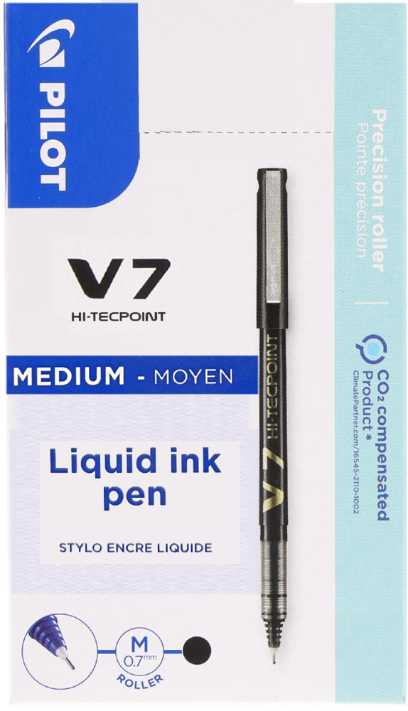 12x Cienkopis Pilot, BX-V7, 0.7mm, czarny