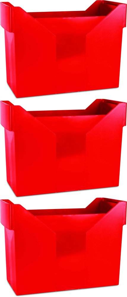 3x Pojemnik na 20 teczek zawieszanych Donau, 330x260x160mm, czerwony