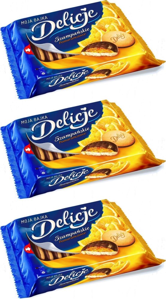 3x Ciastka Delicje szampańskie Mondelez, pomarańczowy, 294g