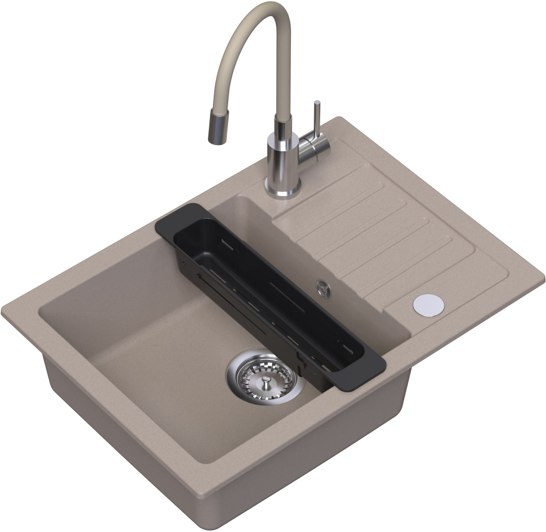 Darmowa Dostawa - Zlewozmywak z baterią i akcesoriami beżowy/stal Ruvetti Natu Compact LP3200NC6244BEW