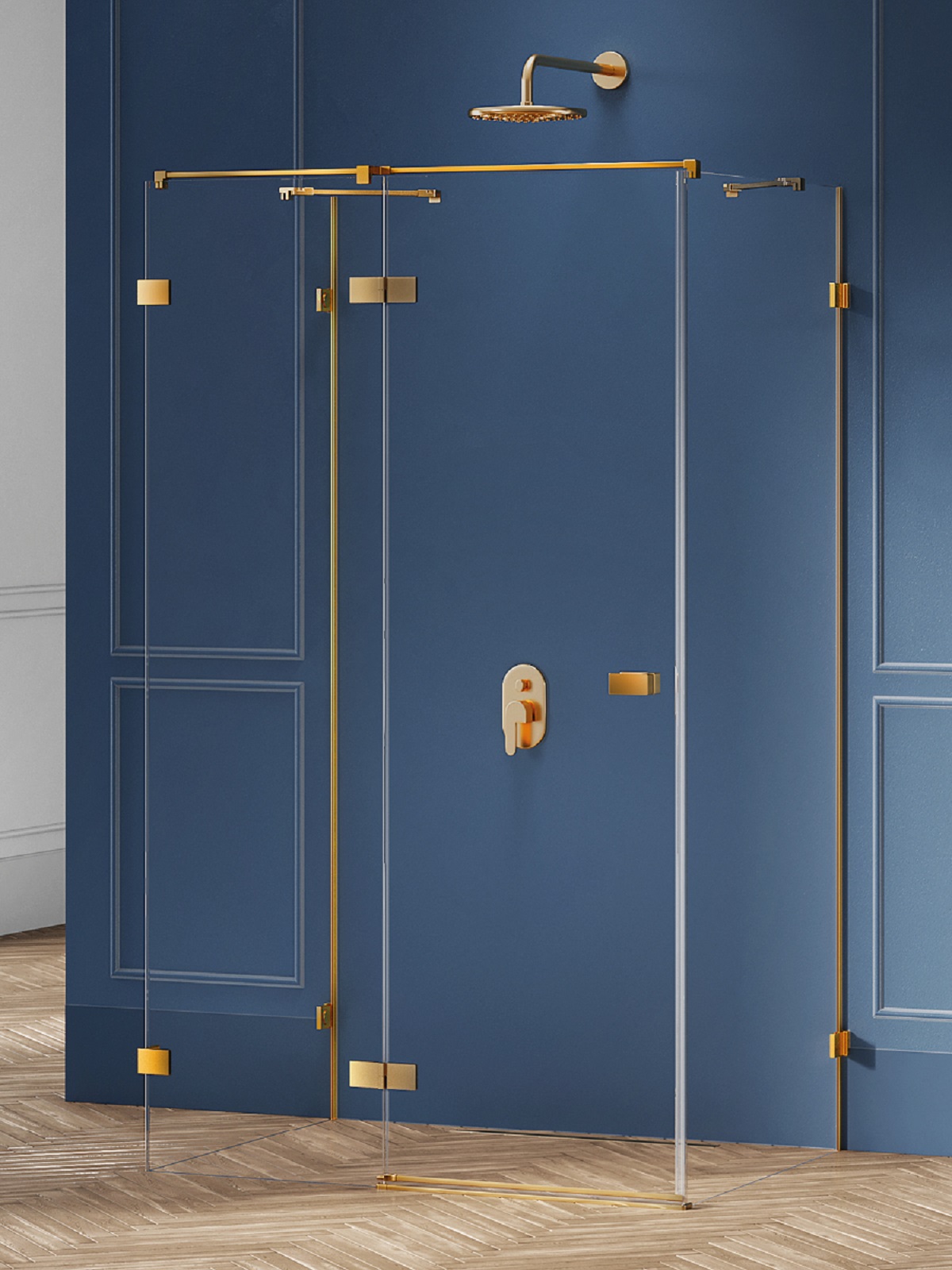 Darmowa Dostawa - Kabina prysznicowa 120x110 cm prostokątna złoty szczotkowany/szkło przezroczyste New Trendy Avexa Gold Brushed EXK3098