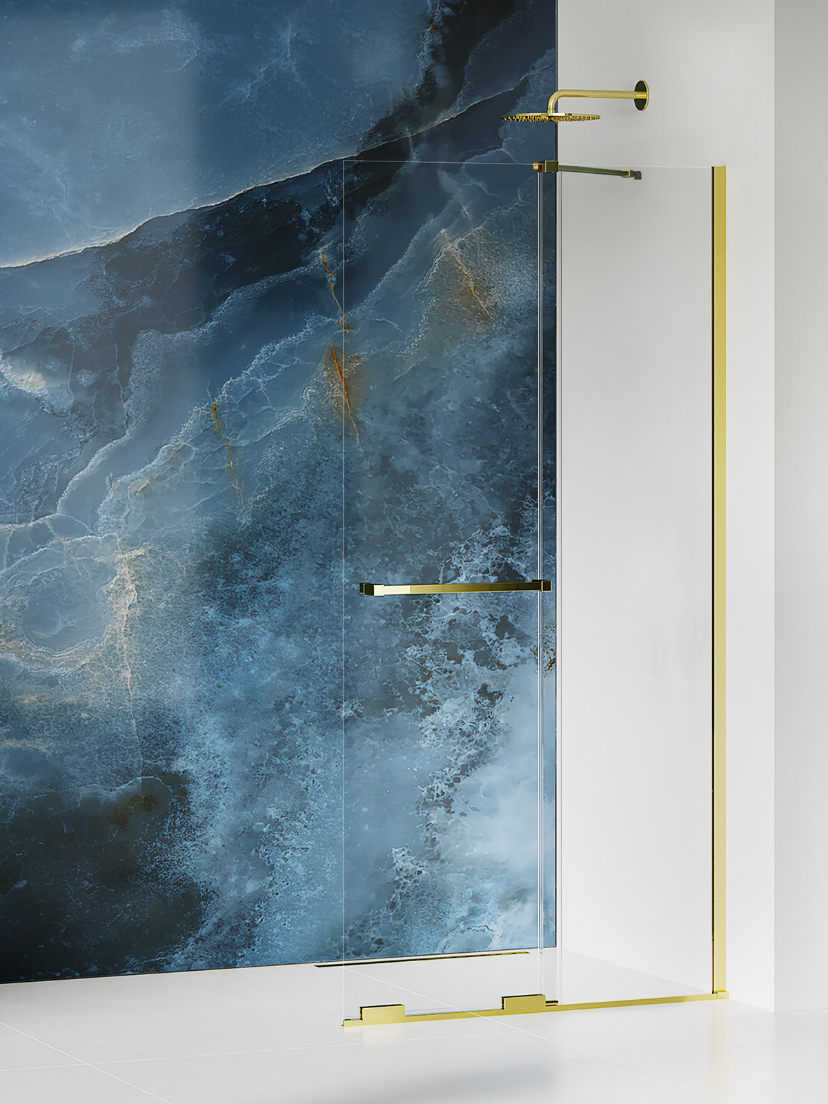 Darmowa Dostawa - Ścianka prysznicowa walk-in 160 cm złoty połysk/szkło przezroczyste New Trendy Smart Light Gold EXK6735WU