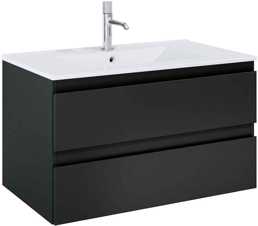 Darmowa Dostawa - Umywalka z szafką 80 cm czarną Oltens Vernal 68462300