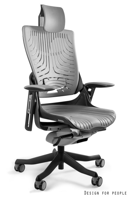 Fotel ergonomiczny WAU 2 czarny stelaż, szary lub pomarańczowy elastomer, Unique