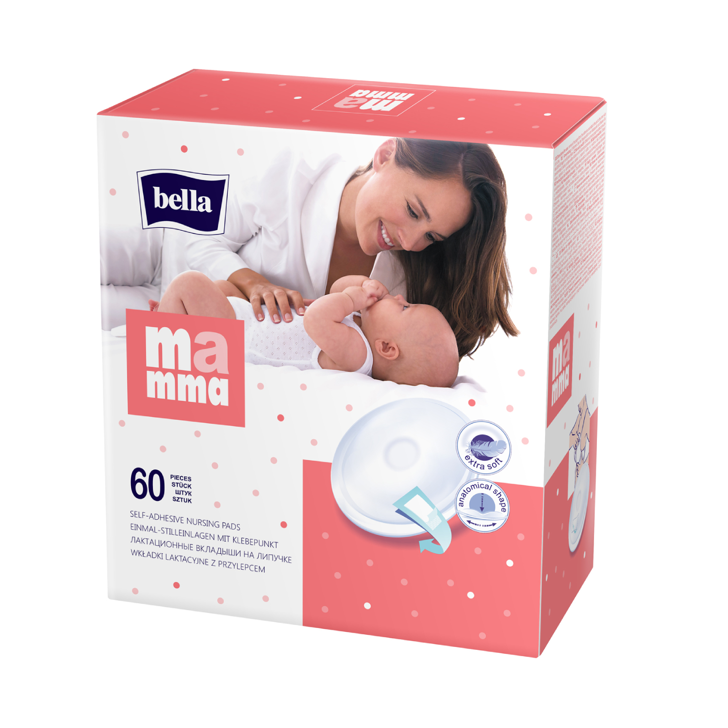 Bella mamma - wkładki laktacyjne z przylepcem, 60 sztuk