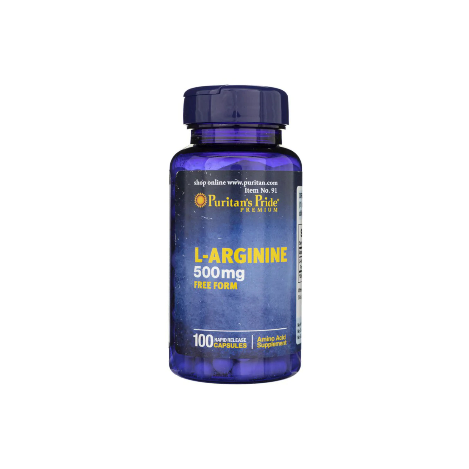 Puritan's pride - l-arginine, wsparcie budowy masy mięśniowej (500 mg), 100 kapsułek (data ważności: 31.10.2026)