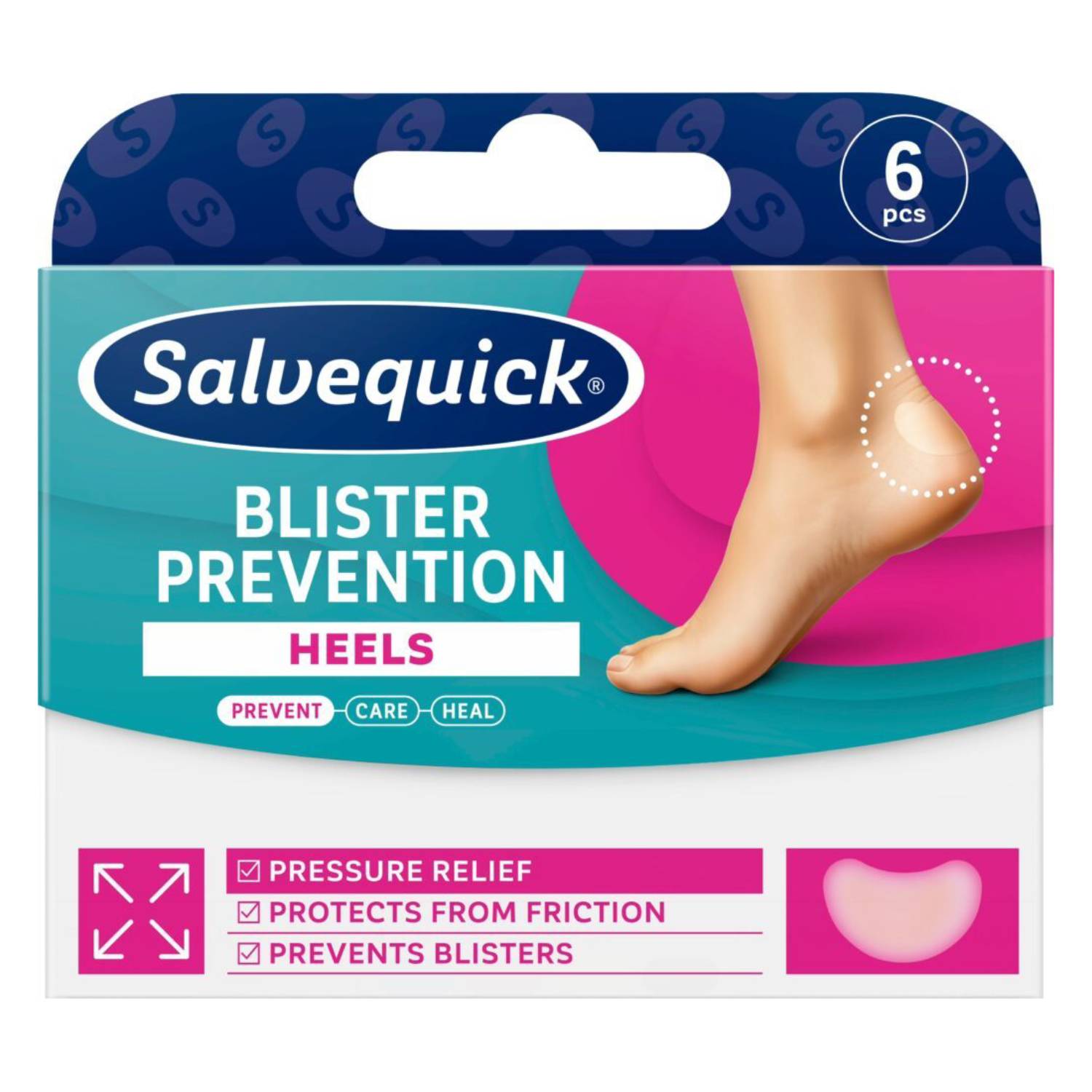 Salvequick blister prevention heels - plastry, 6 sztuk