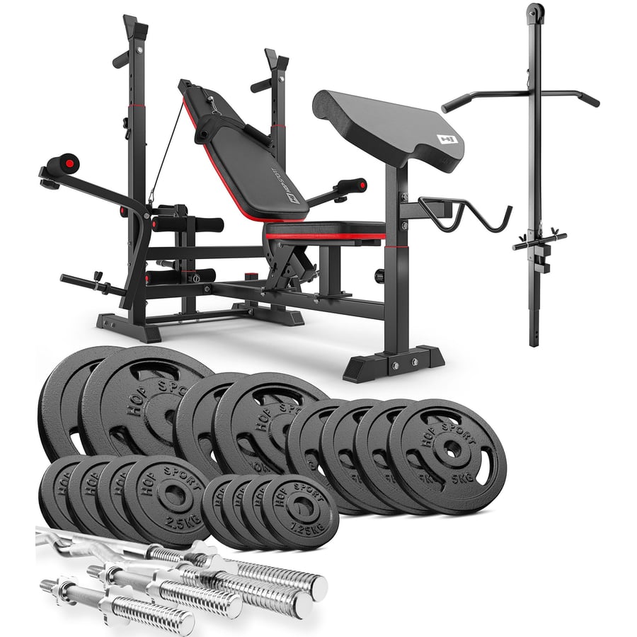 Gusseisen Hantelset 116 kg mit Hantelbank HS-1075