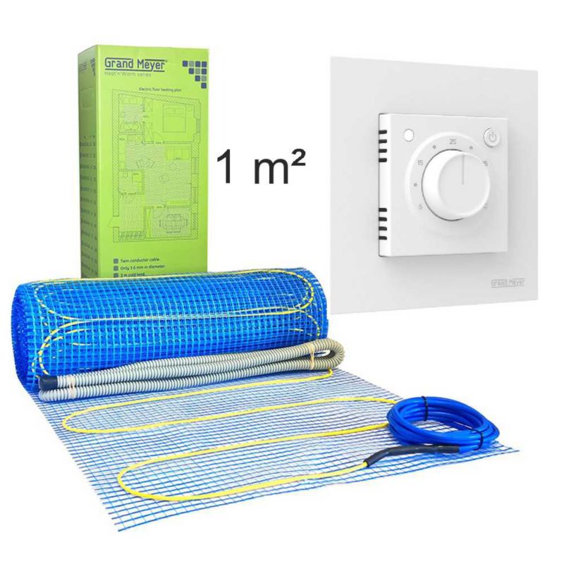 Zestaw ogrzewania podłogowego 1 m², 170 W/m² + MST-9 termostat, 1 szt.