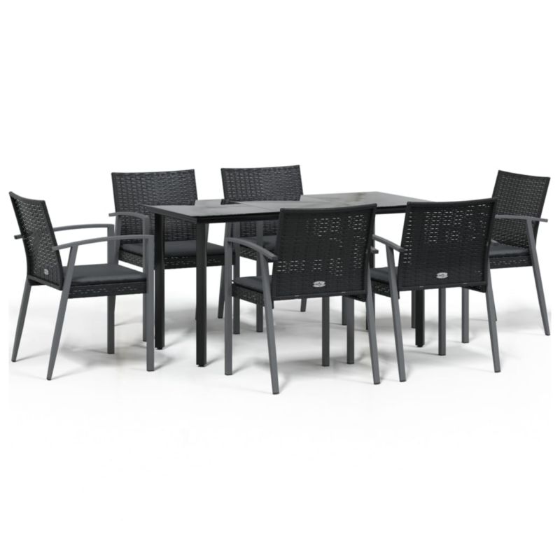 Zestaw mebli ogrodowych WaszeMeble 7-cz. z technorattanu czarny z poduszkami WM-3186992 1 kpl