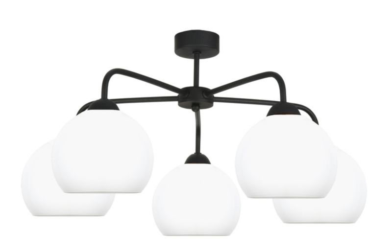 Lampa sufitowa EDYLIT 5xE27 czarna białe klosze kule nowoczesna loft CHORUS BIANCO 13-770 1 szt.