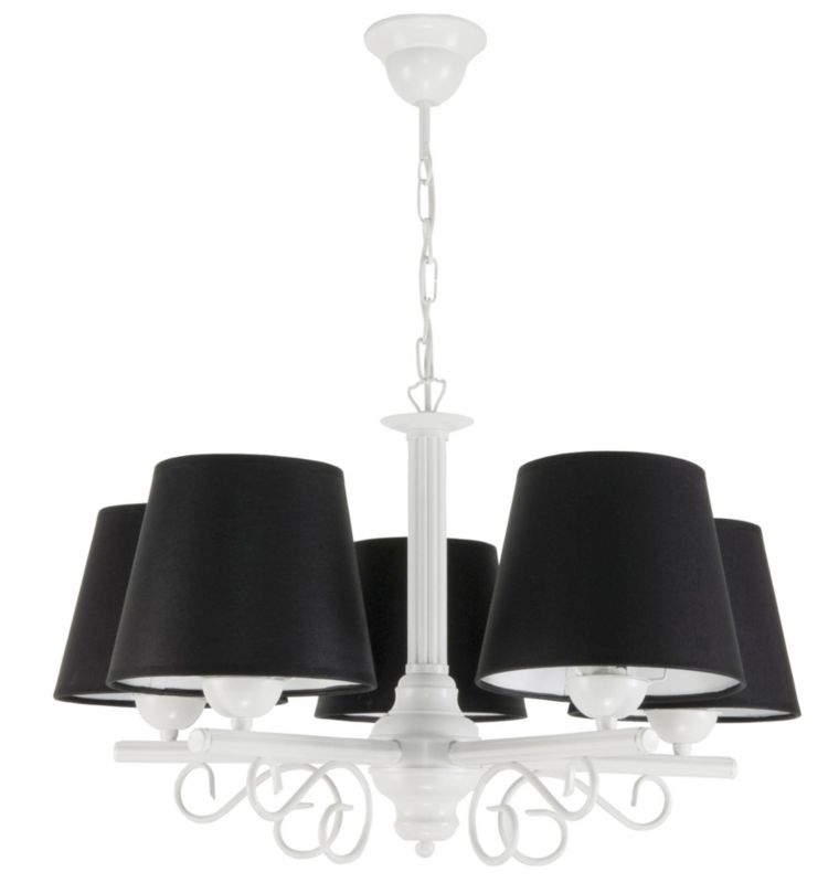 Lampa wisząca EDYLIT żyrandol 5xE27 czarne abażury biała vintage do salonu NOMADA NEGRO 14-760 1 szt.