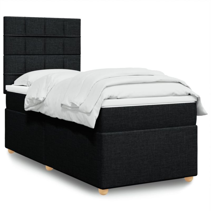Łóżko z materacem WaszeMeble 90x200 cm Czarny tkanina WM-3291165 1 szt.
