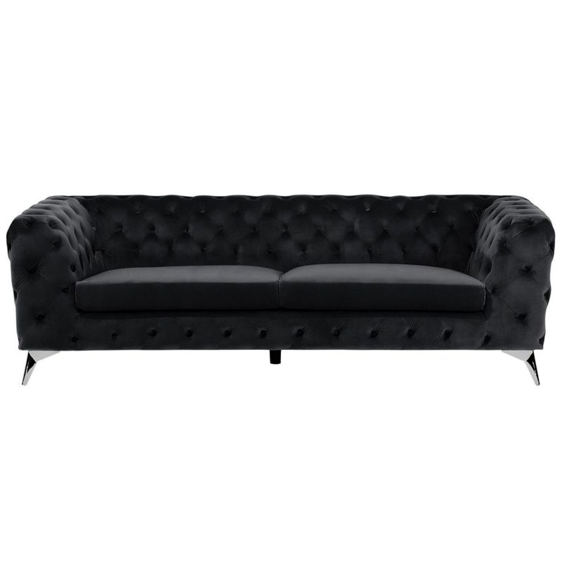 Sofa dla 3 osób Sotra Welur Czarny 1 szt.