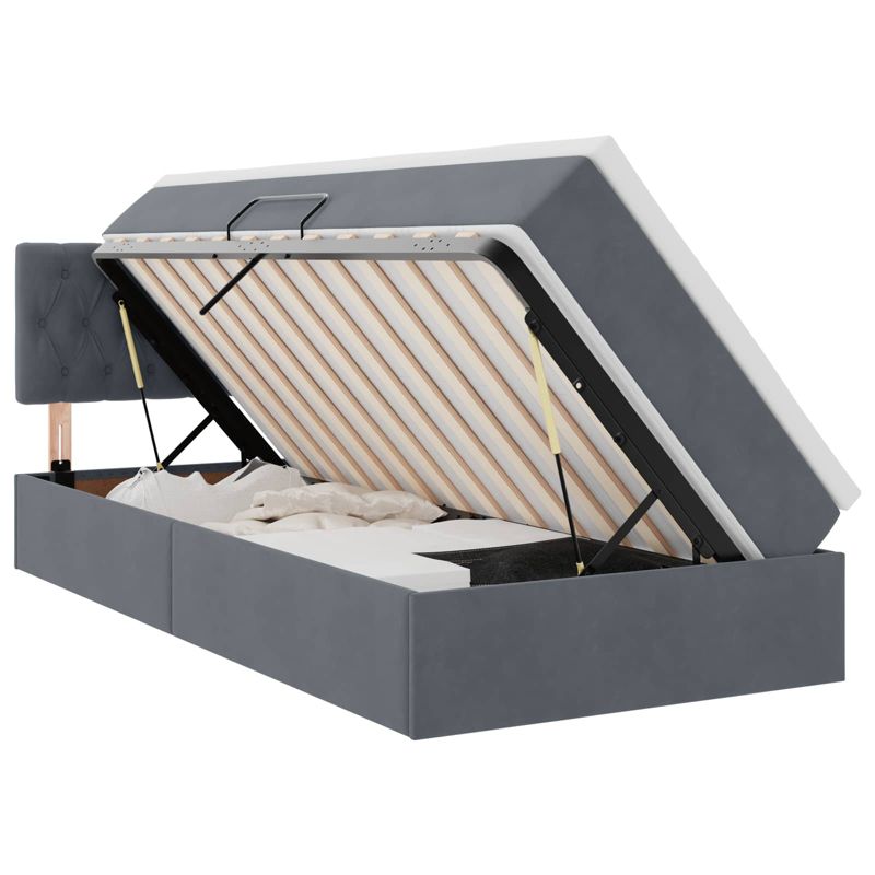 Łóżko Kontynentalne WaszeMeble z Materacem 90x200 cm Szare WM-3370792 1 szt.