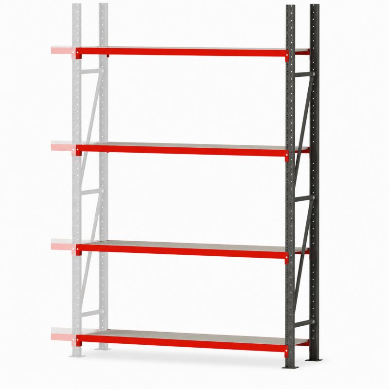 Regał metalowy magazynowy warsztatowy Mega-M FORTIS 4-półkowy 208,5x50x240 cm moduł dostawny 1400kg 1szt.