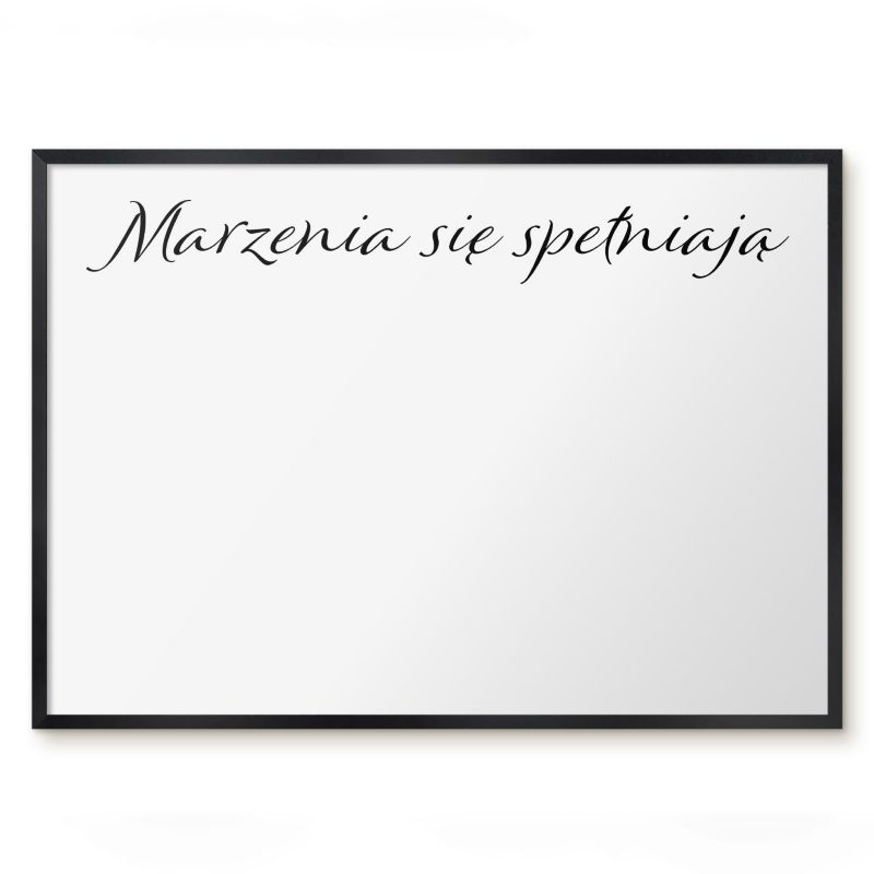 Tablica Magnetyczna W Ramie Tulup 70x50 cm Marzenia się spełniają 4 - Czarna rama Do salonu, sypialni 1 szt.