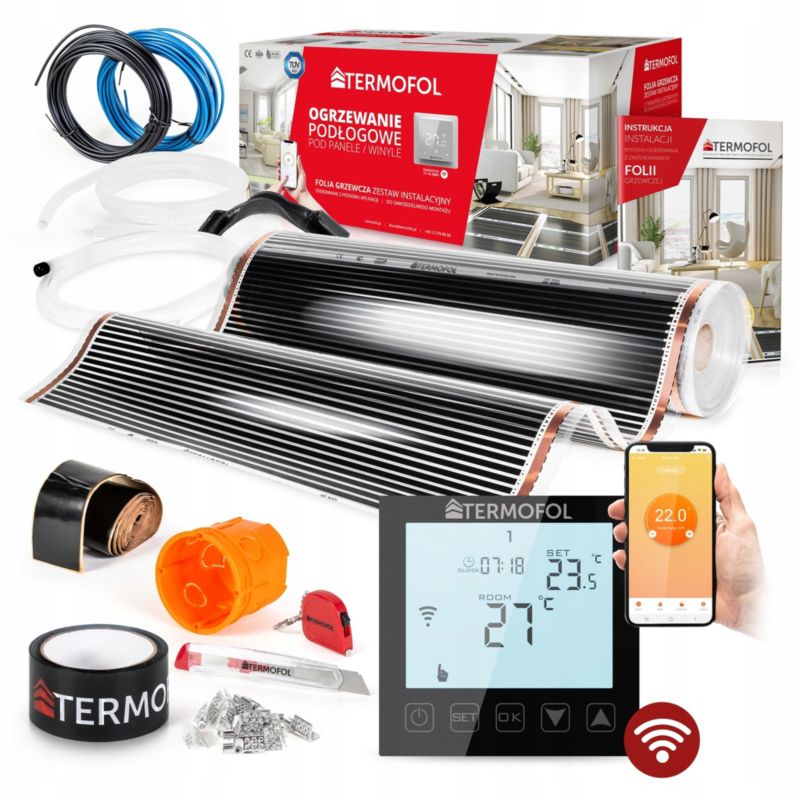 Zestaw folia grzewcza TERMOFOL podczerwień moc 60w 100 cm pow. 30m² wifi black 1kpl
