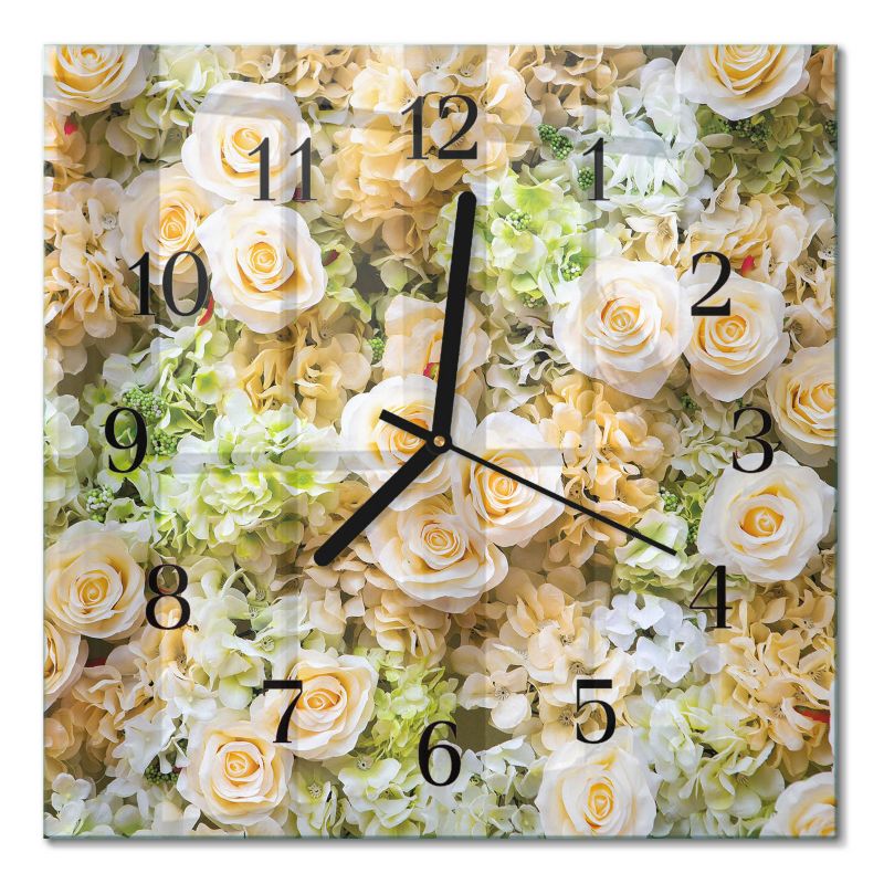 Zegar Ścienny Kuchenny Tulup 30x30 cm z Czarnymi Wskazówkami Eleganckie kwiaty 1 szt.