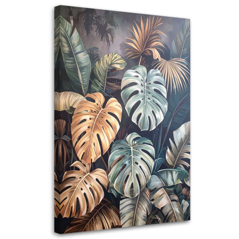 Obraz do salonu sypialni kuchni biura Feeby Liście monstery dżungla 60x90cm 1szt