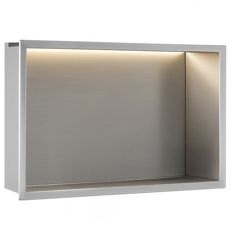 Półka Łazienkowa Wnękowa Rea 30X45 Led, Stal Szczotkowana 10X45X30Cm 1Szt