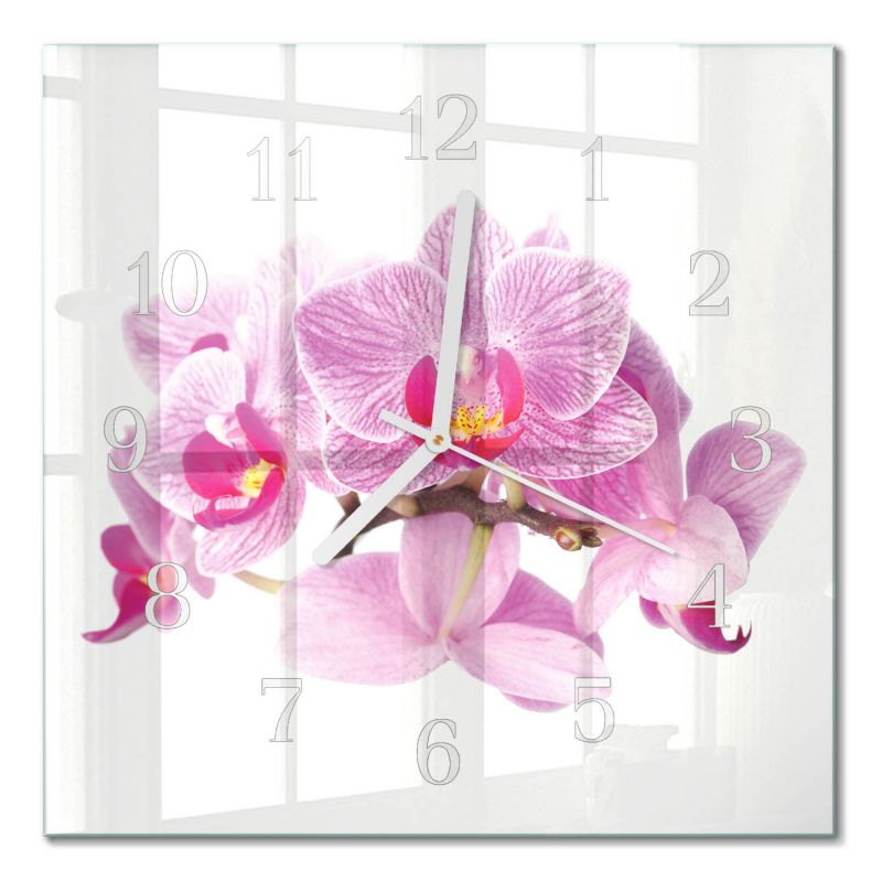 Designerski Zegar Ścienny Tulup 30x30 cm z Białymi Wskazówkami Orchidee 1 szt.