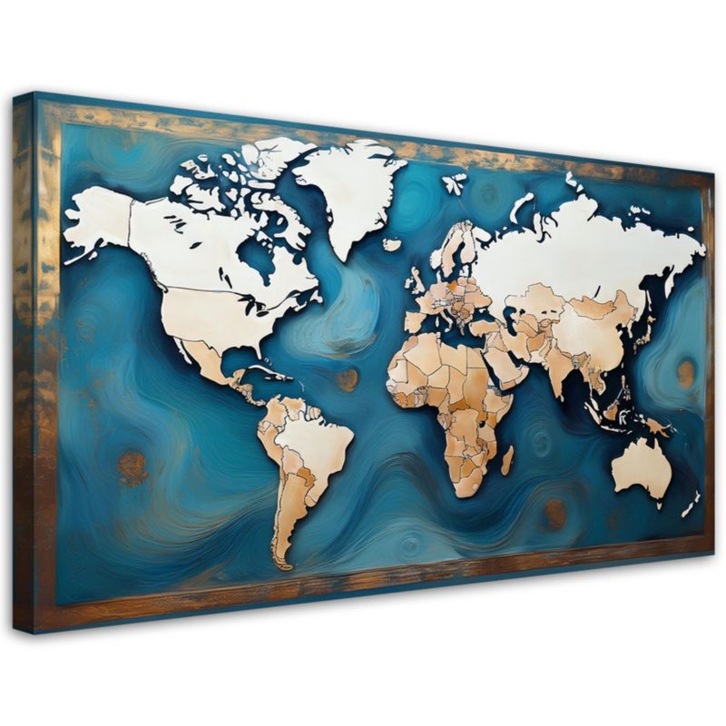 Obraz na płótnie Feeby Mapa Swiata Retro Turkusowy 100x50cm 1szt