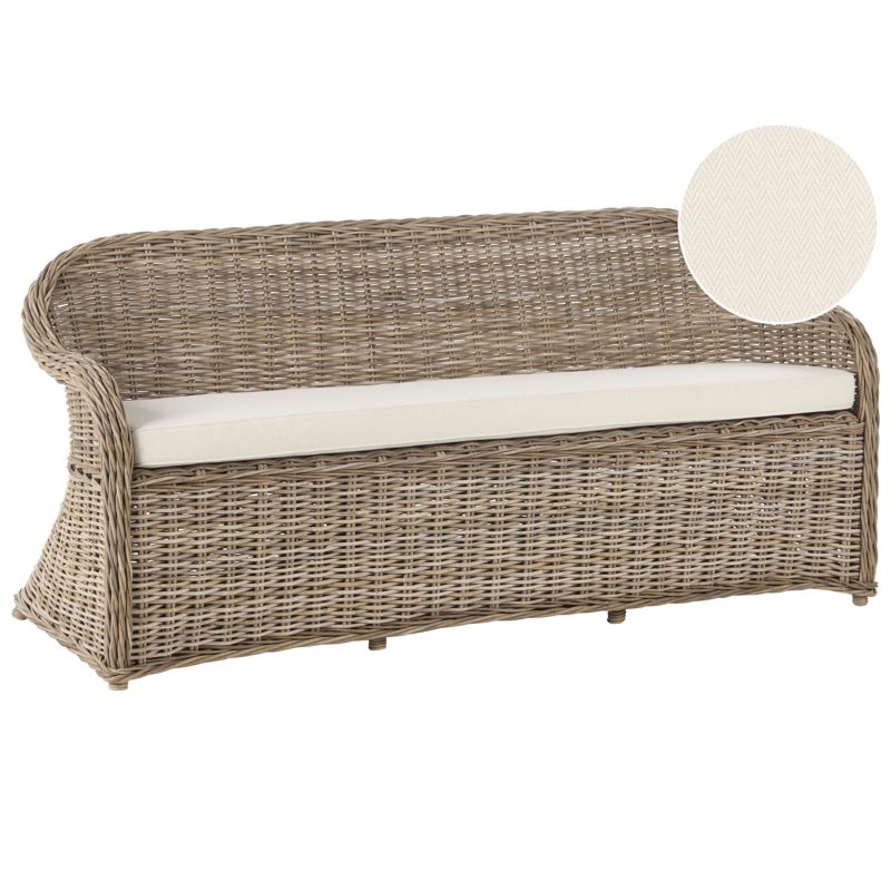 Ławka ogrodowa z poduchą Susua 189 cm Rattan Naturalny 1 szt.