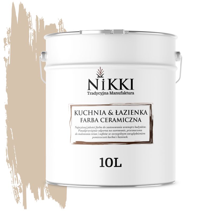 Farba Ceramiczna do Kuchni i Łazienki Zmywalna NIKKI Beżowy H4155 Głęboki Mat 10L