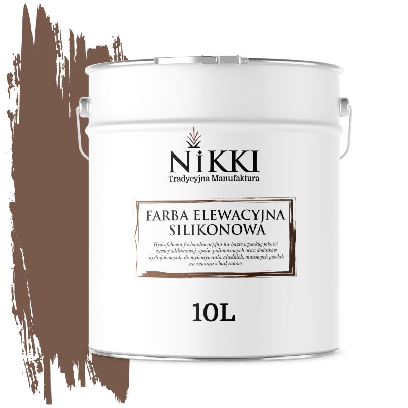 Farba Elewacyjna Zewnętrzna Silikonowa Odporna na Zielenienie NIKKI Czekoladowy F536 10L