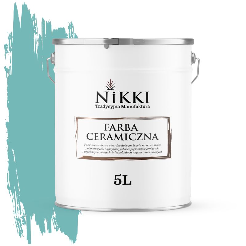 Farba Ceramiczna Wewnętrzna Ściany i Sufity NIKKI Turkusowy H1441 Głęboki Mat 5L