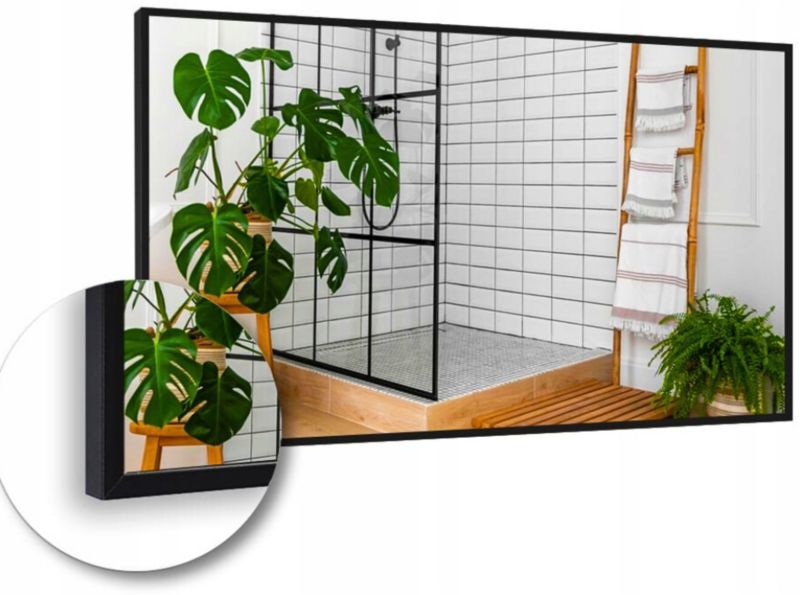 Lustro 80x60 w Czarnej Ramie Aluminiowej Mat Loft Bez Oświetlenia Loftowe 1 szt.