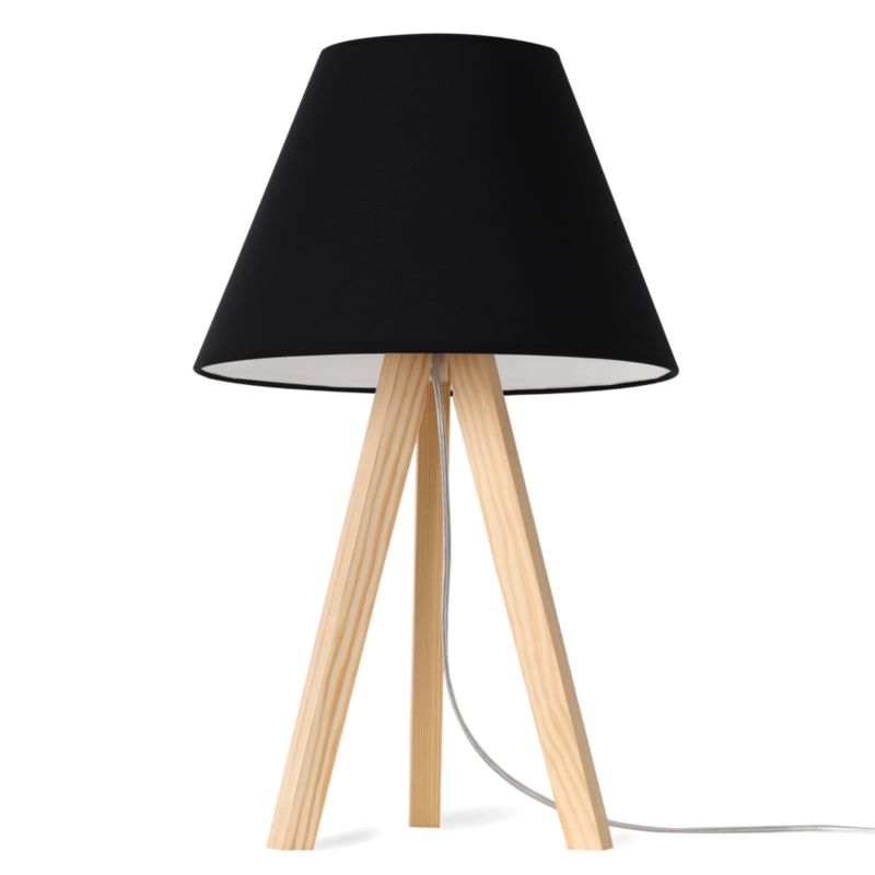 Lampa stołowa nocna trójnóg naturalny Light Home Gaja 1x E27 60W abażur czarny 1szt.