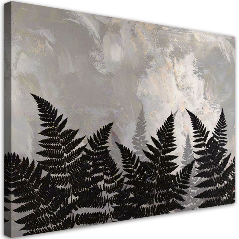 Obraz do salonu sypialni kuchni biura Feeby Czarne liście paproci 100x70cm 1szt