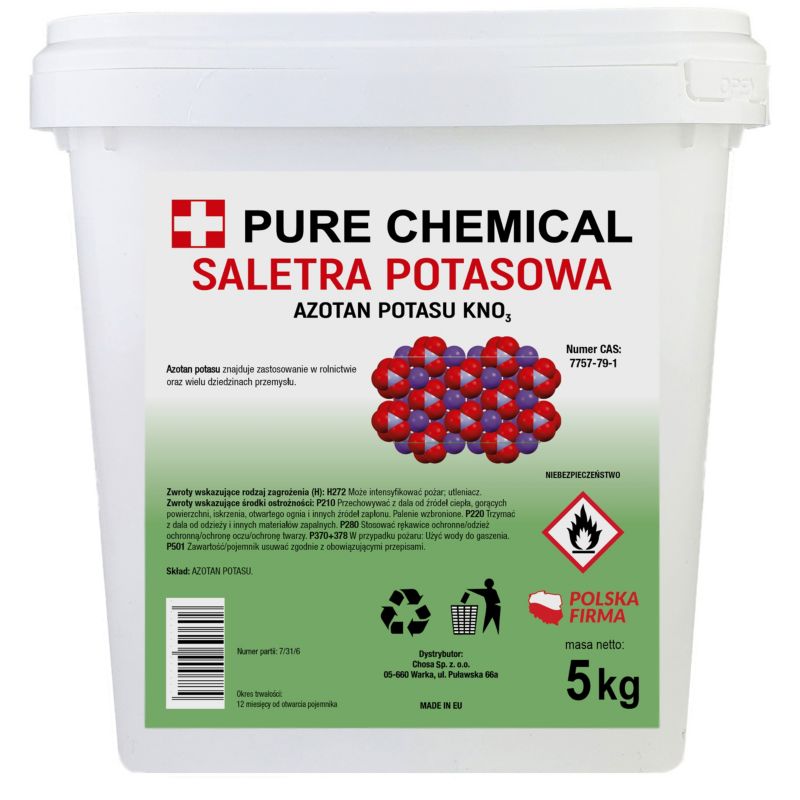 Saletra potasowa azotan potasu kno3 Pure Chemical bez dodatków 99,5% 5kg 1 szt.