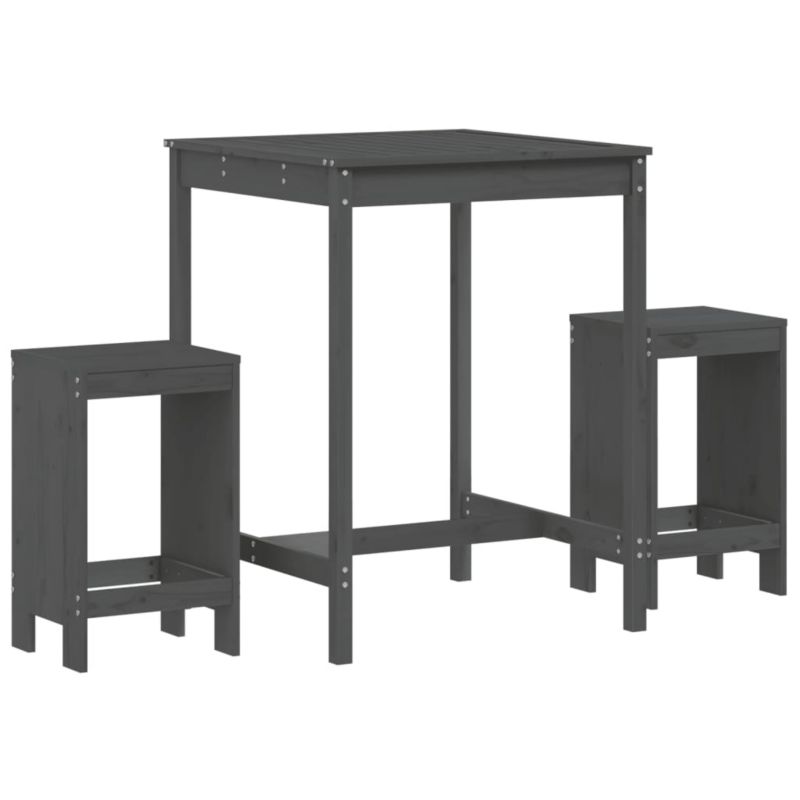 Zestaw mebli ogrodowych barowy WaszeMeble 2-osobowy drewno sosnowe szary WM-3157735 1 kpl