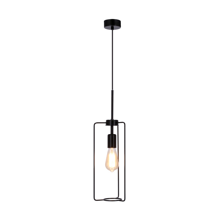 Czarna lampa wisząca regulowana do salonu Cord metal E27