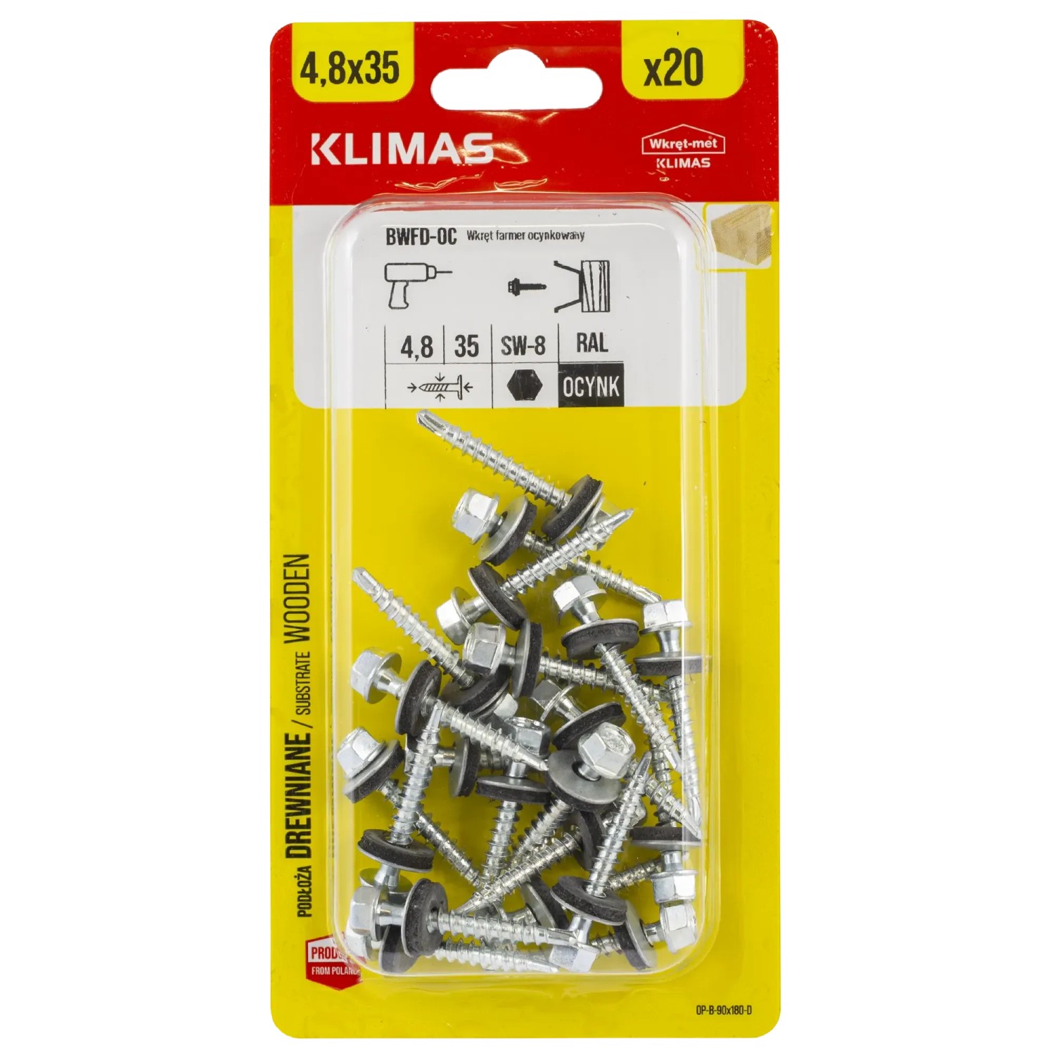 Klimas Wkręt samowiercący z podkładką epdm ocynk 4,8X35 mm