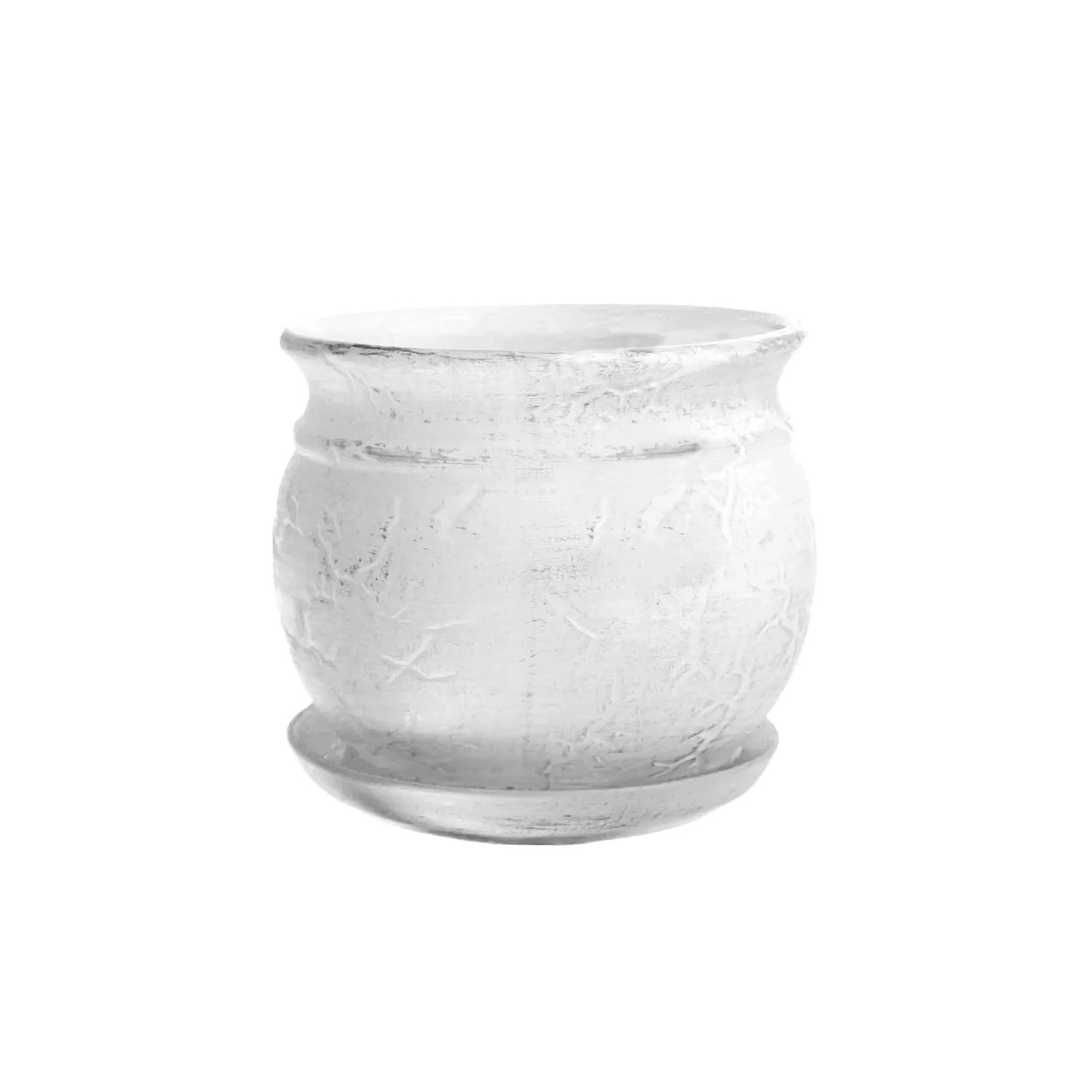 Doniczka z podstawką Kamień biały mat - 39 cm