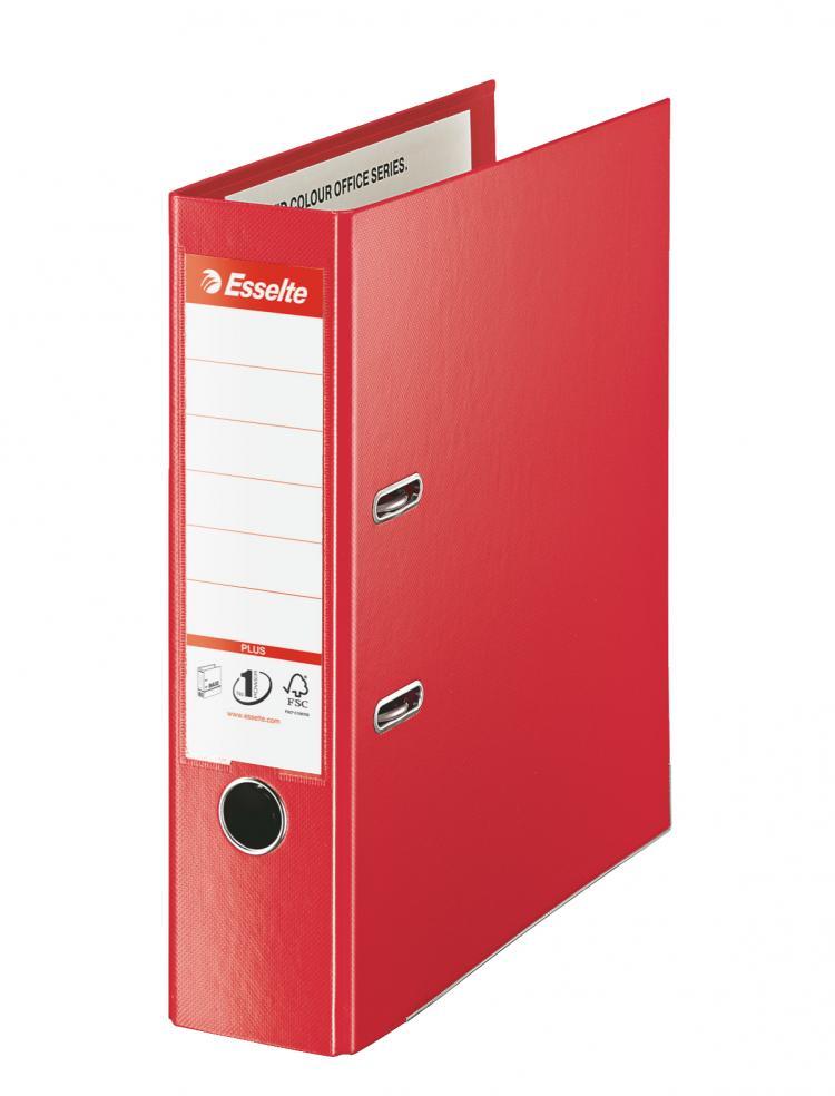 Segregator A4 Esselte No.1 Vivida Plus, 80mm, do 600 kartek, 30% PP z recyklingu, czerwony
