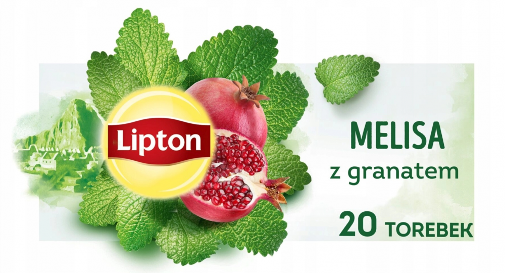 Herbata ziołowa w torebkach Lipton, melisa z granatem, 20 sztuk x 1.2g