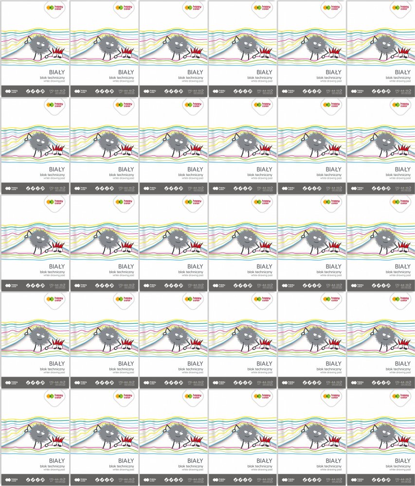 60x Blok techniczny Happy Color, A4, 10 kartek, biały