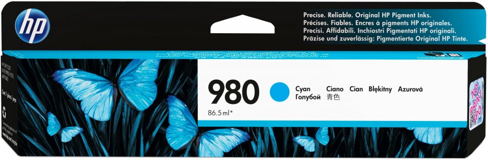 Tusz HP 980 (D8J07A), 6600 stron, cyan (błękitny)