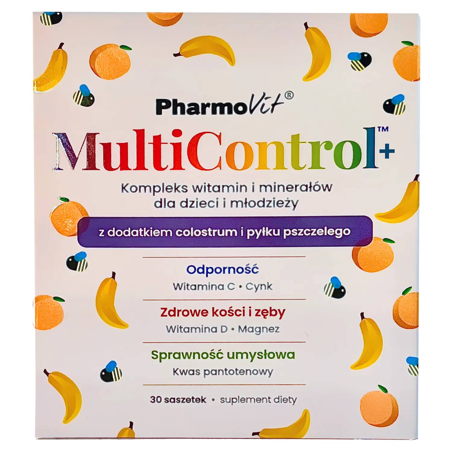 Pharmovit multicontrol+ smak bananowo-brzoskwiniowy, 30 saszetek