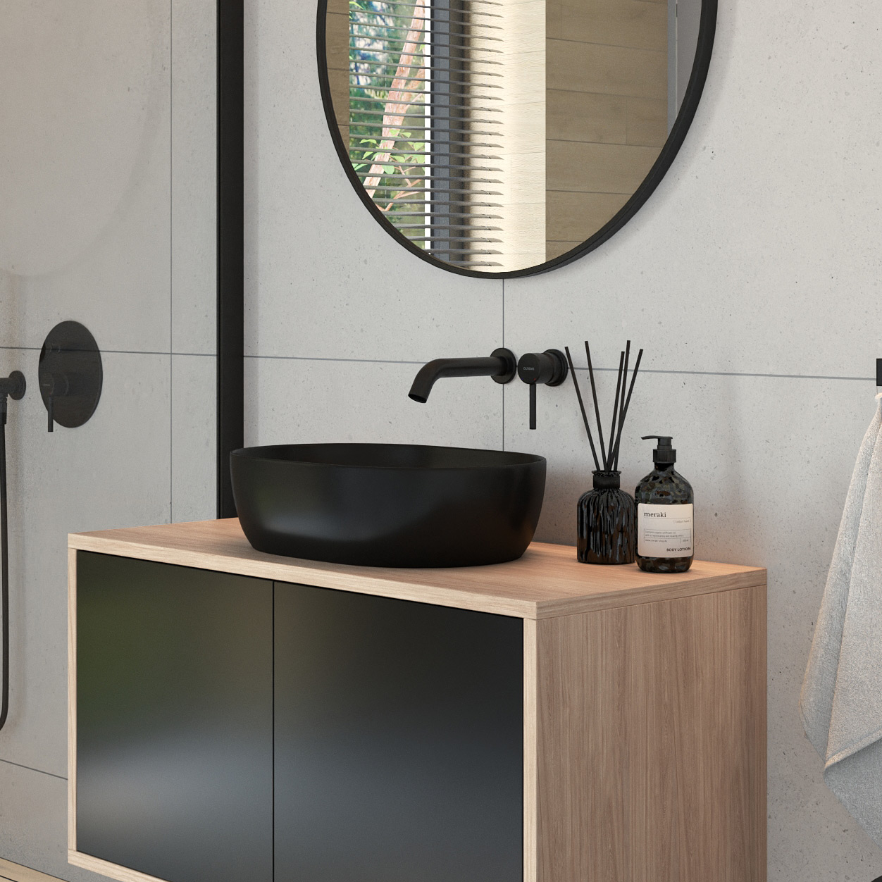 Oltens Hamnes umywalka 61x40 cm nablatowa owalna z powłoką SmartClean czarny mat 40802300 - Wysyłka w 24h