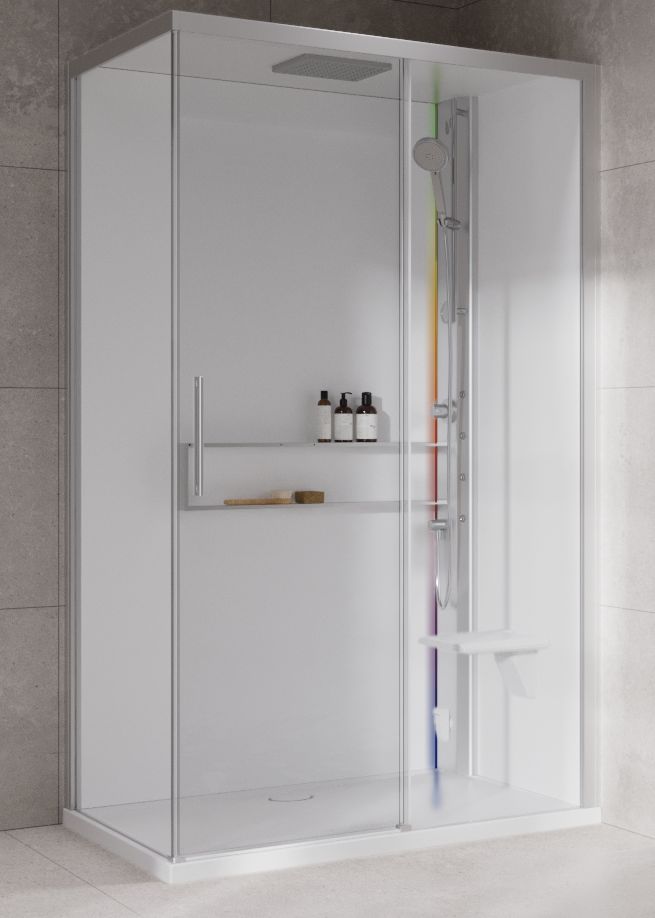 Novellini Glax 2 2.0 2P kabina z hydromasażem 120x90 cm parowa z brodzikiem prawa srebrna G222P290DM5-1BB